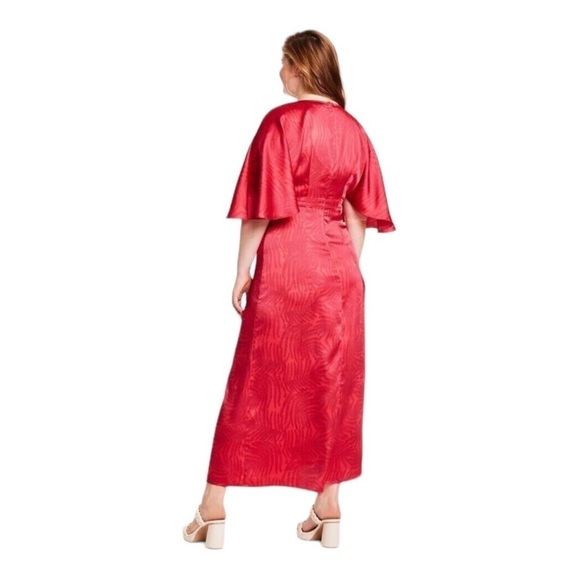 FE NOEL x Target Red Bat Sleeve V Neck Midi Dress Size 14 NWT Natalie Morales - Picture 8 of 13
